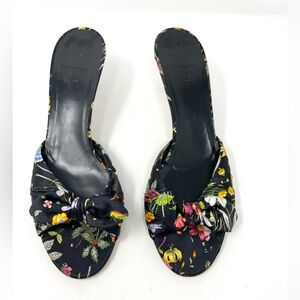 Gucci By Tom Ford Vintage Floral satin Bow Mule Sandal Kitten Heel Y2K size 9